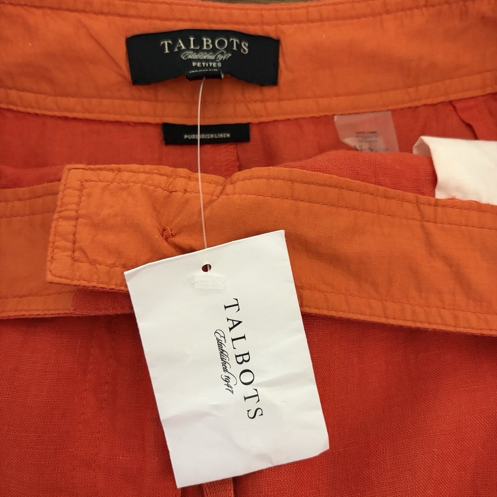 Talbots Rust Orange Drawstring Linen-Blend Skirt - Picture 6 of 12